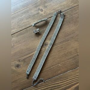 Elegant Silver Rhinestone Jewelry Set (set #2)